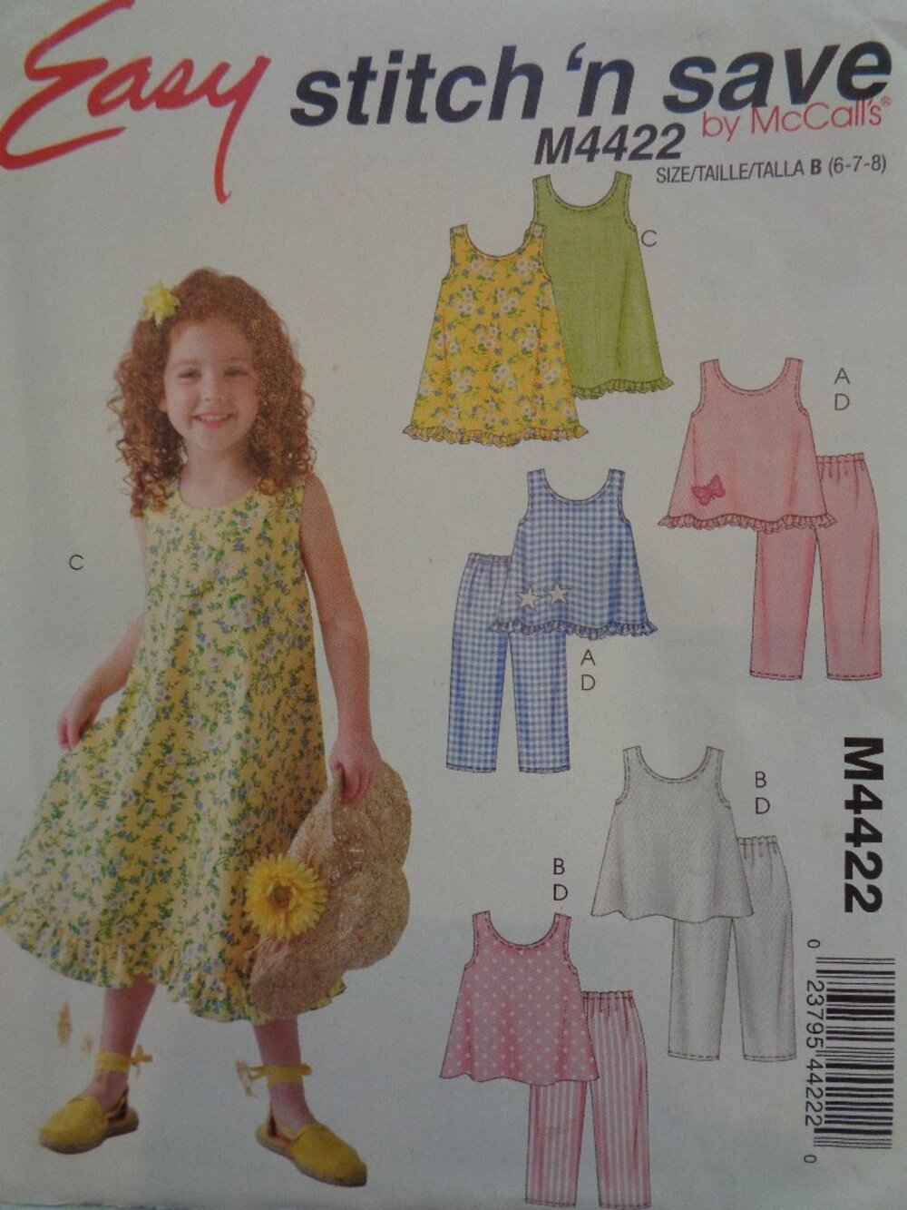McCall's Stitch 'n Save Sewing Pattern M4422 Girl's Dress Top Pants 6 7 8 /